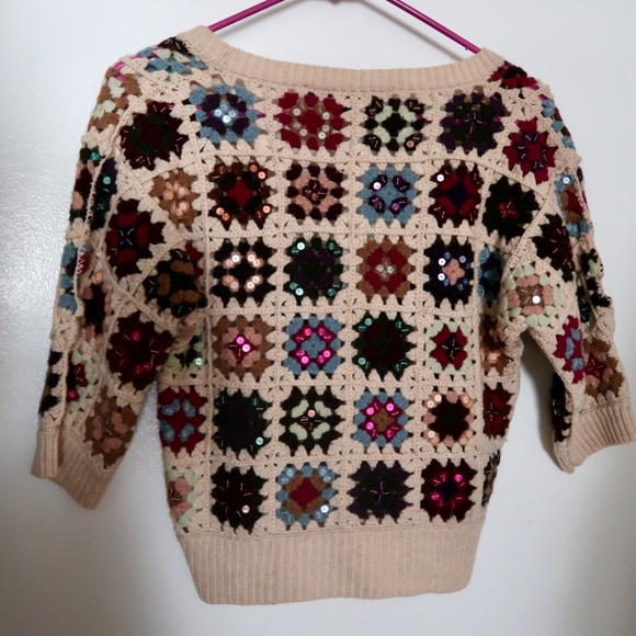 Adorable French Connection Granny Square Crochet Cardigan S - Picture 4 of 7